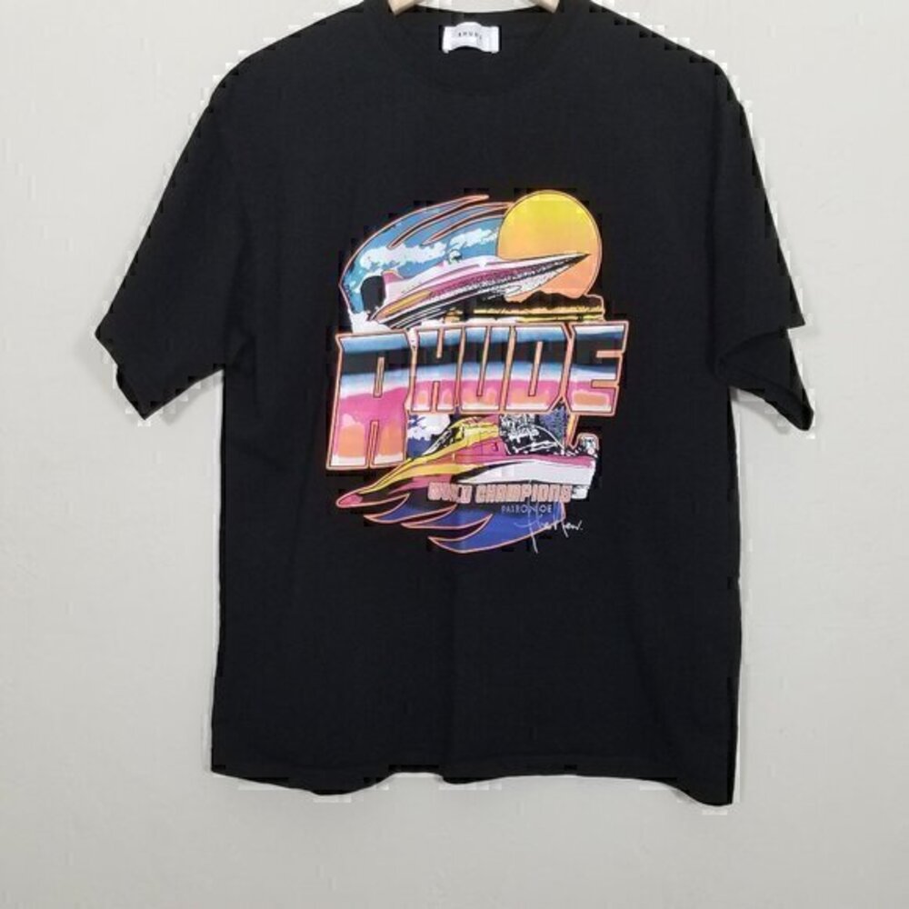 Rhude Worl'd Champions Shirt Cotton Black Size L